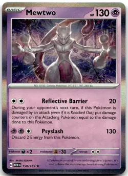 Mewtwo 150/165 Rare 151 Pokemon Holo Near Mint - Image 1