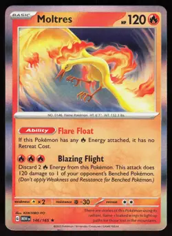 Moltres 146/165 Rare 151 Pokemon Holo Near Mint - Image 1