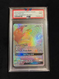 2018 POKEMON SUN & MOON LOST THUNDER SECRET #227 FULL ART/LUGIA GX PSA 9 - Image 1