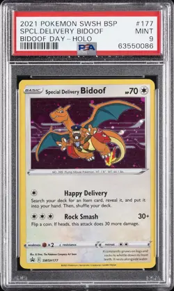 2021 POKEMON SWSH BLACK STAR PROMO BIDOOF DAY SPECIAL DELIVERY BIDOOF-HOLO PSA 9 - Image 1