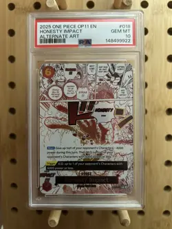 2025 One Piece OP11 Honesty Impact Alt Art #018 PSA 10 GEM MT English - Image 1