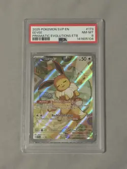 POKEMON 2025 Prismatic Evolutions ETB EEVEE Full Art SVP En #173 PSA 8 RARE - Image 1