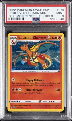 2022 POKEMON SWSH BLACK STAR PROMO #075 SPECIAL DELIVERY CHARIZARD-HOLO PSA 9 - Image 1