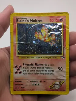 Blaine's Moltres 001/132 - Holo Rare Gym Heroes Unlimited English Pokemon SWIRL - Image 1