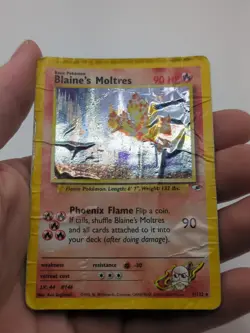 Blaine's Moltres 001/132 - Holo Rare Gym Heroes Unlimited English Pokemon SWIRL - Image 2
