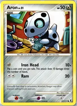 Pokemon Card - Aron 57/111 Rising Rivals Common Moderately Played - Image 1
