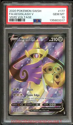 Pokemon Vivid Voltage Aegislash V 177 PSA 10 - Image 1