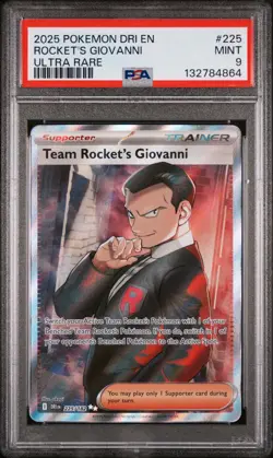 2025 POKEMON DRI EN-DESTINED RIVALS ULTRA RARE #225 TEAM ROCKET'S GIOVANNI PSA 9 - Image 1