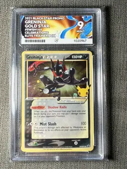 Pokemon Greninja Gold Star SWSH144 ACE 9 Celebrations ETB Promo Black Star SWIRL - Image 1