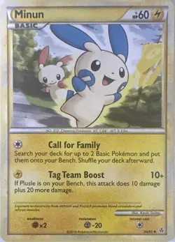Minun 34/95 Uncommon HGSS Unleashed Pokemon Lightly Played - Image 1