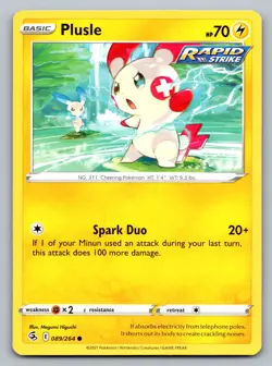 Pokemon TCG SWSH08: Fusion Strike Plusle 089/264 - Image 1