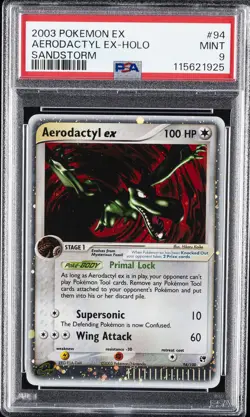 2003 POKEMON EX SANDSTORM #94 AERODACTYL EX-HOLO PSA 9 - Image 1