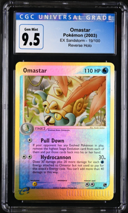 2003 POKEMON EX SANDSTORM REVERSE HOLO #19 OMASTAR CGC 9.5 GEM MINT - Image 1