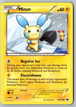 Pokemon: Minun Common Dark Explorers 40/108 LP+/NM - Image 1