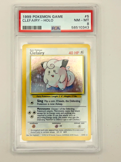 1999 Pokemon Clefairy 5/102 Base Set Unlimited Holo PSA 8 - Image 2