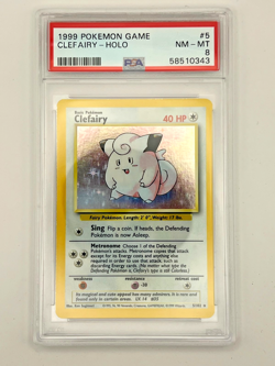 1999 Pokemon Clefairy 5/102 Base Set Unlimited Holo PSA 8 - Image 3