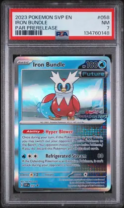 2023 POKEMON SVP EN-SV BLACK STAR PROMO #058 IRON BUNDLE PSA 7 - Image 1