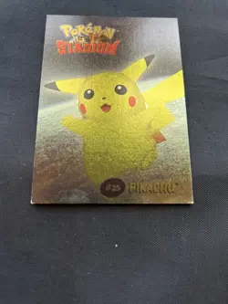 2000 Pokemon Promo Danone Shiny Stadium Tip #7 Pikachu Holo Gold Foil - MP - Image 3