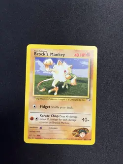 Brock's Mankey 068/132 Pokemon Gym Heroes - Vintage Trading Card - Image 3