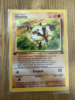 Mankey 55/64 Jungle Common 1st Edition Pokemon TCG MP - Image 1