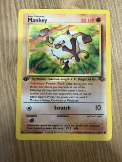 Mankey 55/64 Jungle Common 1st Edition Pokemon TCG MP - Image 2