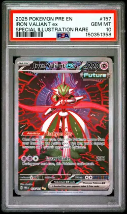 2025 POKEMON PRE EN-PRISMATIC EVOLUTIONS #157 IRON VALIANT EX PSA 10 - Image 1