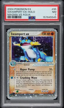 2004 POKEMON EX TEAM MAGMA VS TEAM AQUA #95 SWAMPERT EX-HOLO PSA 7 - Image 1