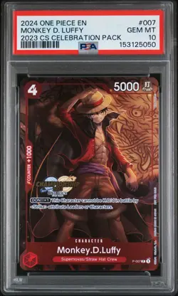 2024 ONE PIECE CHAMPIONSHIP 2023 CELEBRATION PACK #007 MONKEY D. LUFFY PSA 10 - Image 1