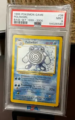 Pokemon Card Game Base Set Unlimited Poliwhirl 38/102 PSA 9 MINT 1999 Vintage - Image 3