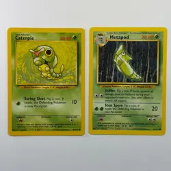 Pokemon TCG Caterpie Metapod 2-Card Evolution Lot WOTC Vintage 1999 - Image 1