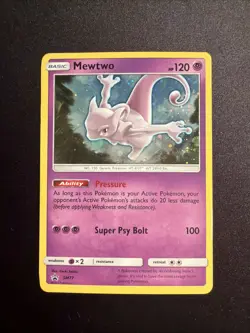 Mewtwo Holo Black Star Promo SM77 - Sun and Moon Pokemon TCG With SWIRL - Image 1