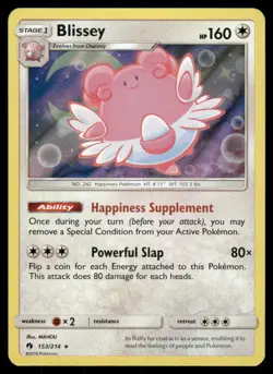 2018 Pokemon Blissey Holo Rare Lost Thunder 153/214 Holo HP - Image 1