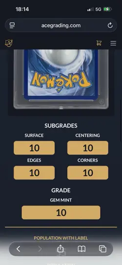 Pokemon TCG Garganacl 147/132 Mega Evolutions Card ACE 10 PERFECT SUBGRADES - Image 3