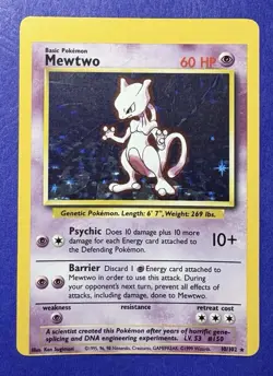 1999 Base Set Mewtwo ERROR Miscut Holo Rare 10/102 Pokemon Card - Image 1