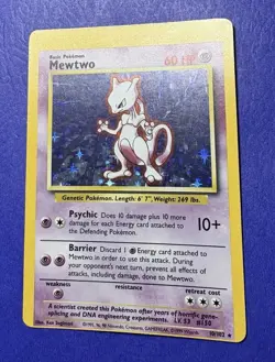 1999 Base Set Mewtwo ERROR Miscut Holo Rare 10/102 Pokemon Card - Image 2