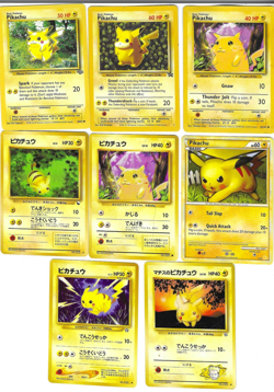 Pikachu Cards Collection 8 Different ones RARE VARIETY WITH BASE SET 58/102 - Image 1