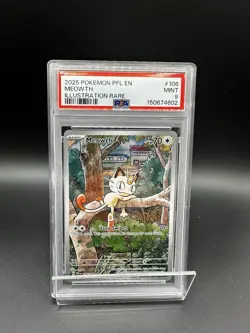 The Pokemon Company Meowth 106/094 Me02 Phantasmal Flames IR Holo EN PSA 9 - Image 1