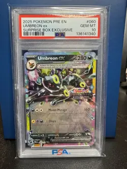 2025 Pokemon Prismatic Evolution Umbreon Surprise Box Exclusive PSA 10 - Image 1