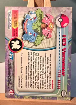 Pokemon 1999 Topps TV Venusaur #03 Card - Image 4