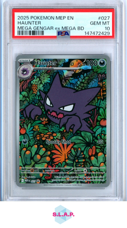 HAUNTER POKEMON MEGA GENGAR EX MEGA BD MEP EN-ME BLACK STR PRM 2025 027 PSA 10 - Image 1
