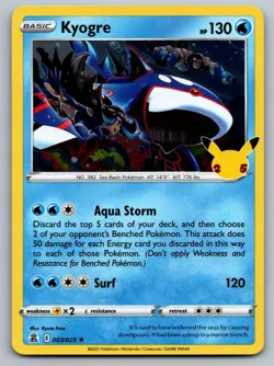 Kyogre 003/025 Rare Celebrations Pokemon Holo Near Mint - Image 1