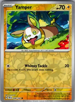 Reverse Holo Yamper 058/162 Common SV05: Temporal Forces Pokemon - Image 1
