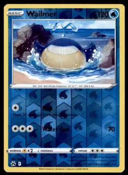 Wailmer 031/159 Common Crown Zenith Pokemon Reverse Holo Near Mint - Image 1