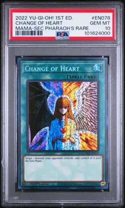 Yugioh PSA 10 Change of Heart Secret Pharaoh's Rare GEM MINT 1st Ed MAMA-EN078 - Image 1