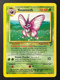 Venomoth 31/130 Non Holo Rare Base Set 2 - Pokemon Card WOTC - LP - Image 1