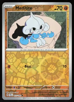 Meditite 77/142 Common Stellar Crown Pokemon Reverse Holo Near Mint - Image 1
