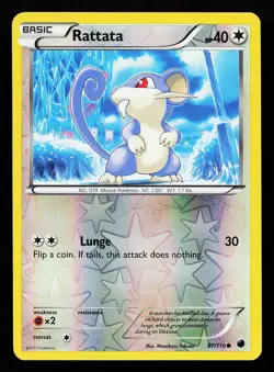 Rattata 87/116 Reverse Holo Common Plasma Freeze Pokemon Card - Image 1