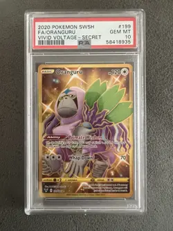Pokemon PSA 10 Oranguru 199/185 Vivid Voltage Gold Secret Rare - Image 1