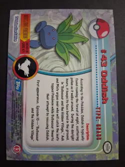 NM Oddish #43 Pokemon 1999 Topps TV Animation Edition Series 1 Blue Logo - Image 2
