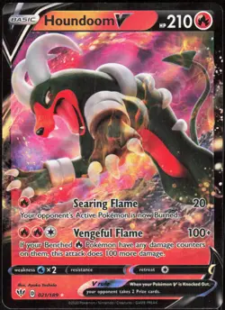 Houndoom V 021/189 Holo V Rare Darkness Ablaze Pokemon Holo Near Mint - Image 1